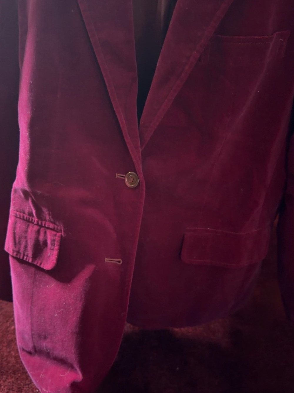 Vintage 80/90s Women's Velvet Blazer - Burgundy - Picture 5 of 7